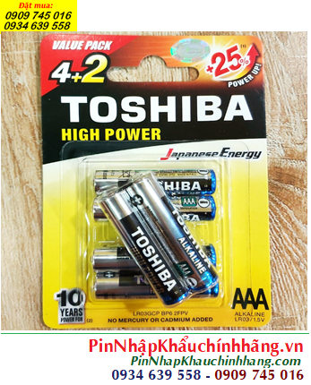 Toshiba LR03GCP BP6-2FPV; Pin AAA 1.5v Alkaline Toshiba LR03GCP BP6-2FPV chính hãng (Vỉ 6viên)